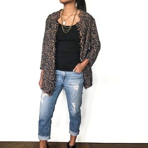 Sparrow -Navy Tweed Long Sweater Cardigan.